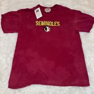 Tri-Lake FSU Seminoles T-Shirt Mens M Maroon Excellent Distressed Acid Wash‎